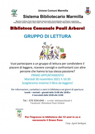 Biblioteca Comunale. GRUPPO DI LETTURA.