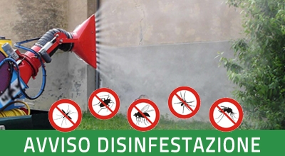 Disinfestazione contro insetti alati e striscianti dalle ore 03,30 di gioved&igrave; 9 giugno 2022.