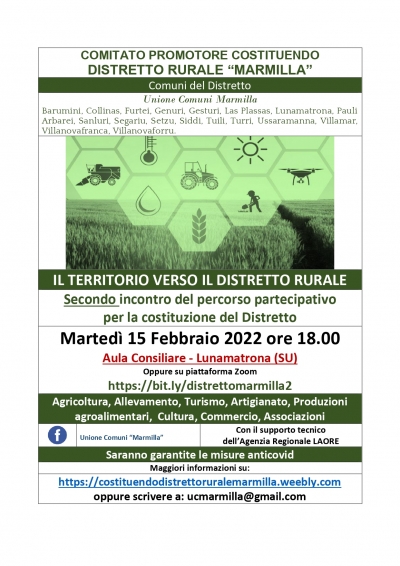 Secondo incontro del percorso partecipativo per la costituzione del Distretto Rurale.