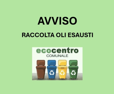 Avviso: Indicazioni raccolta oli esausti Ecocentro Comunale